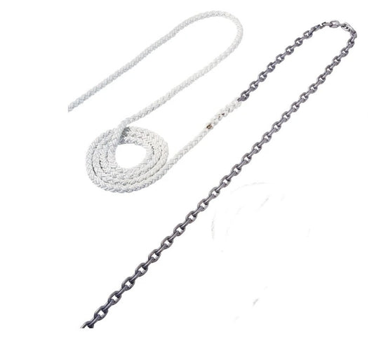 Maxwell 25' of 3/8" HT Chain Splice to 250' of 5/8" Nylon Brait Line