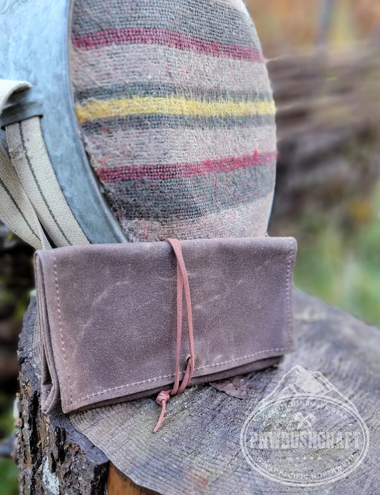 Handy Canvas Roll Up Pouch with Leather Cord