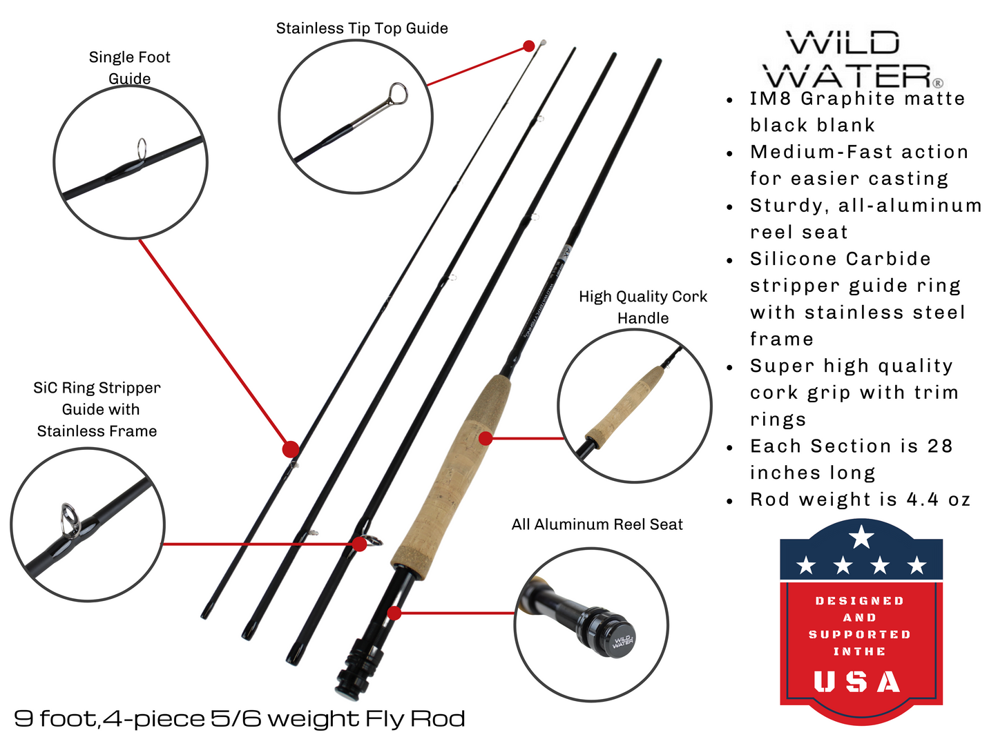 Wild Water Deluxe Fly Fishing Kit, 9 ft 5/6 wt Rod