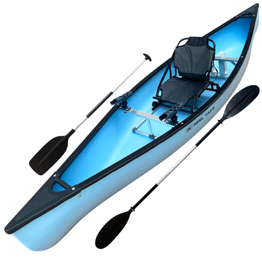 12.5' Yabbi Canoe for Fishing, Expeditions or Exercise | 1 Person | Comfortable seat with 2 Paddles | Lightweight Stable & Easy to Maneuver | 400lb Capacity to Hold All Your Gear | Familia Canoa