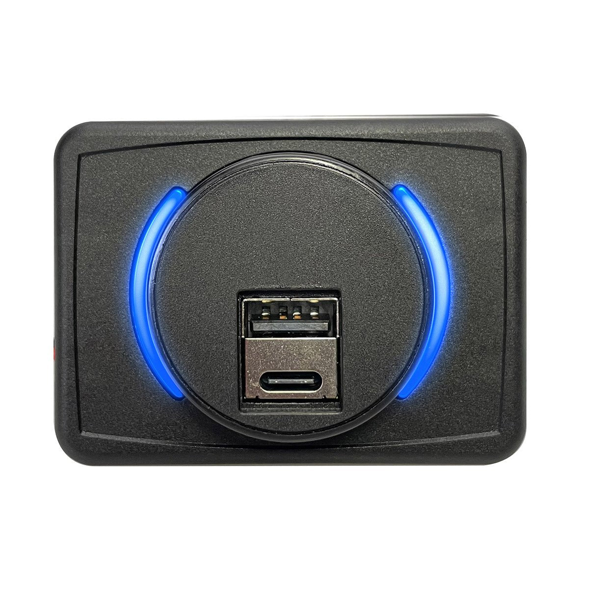 Magnadyne AUX-USB-SMACRC | Slim Profile 12V Surface Mount USB Type A & C Charger | 2 Ports | Blue LED