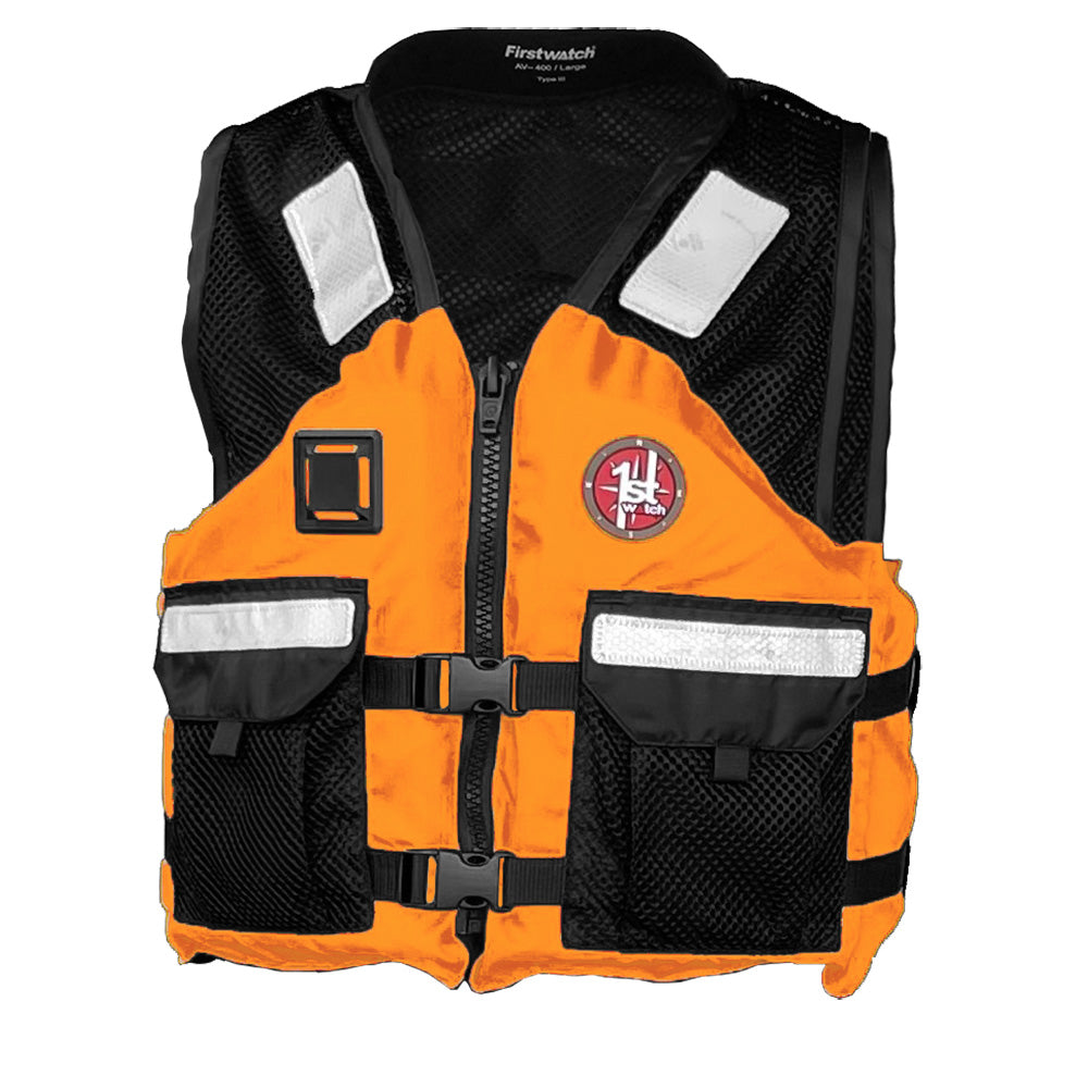 First Watch AV-5001 Mesh Crew Vest Hi-Vis - Orange/Black - L/XL [AV-5001-OB-L/XL]